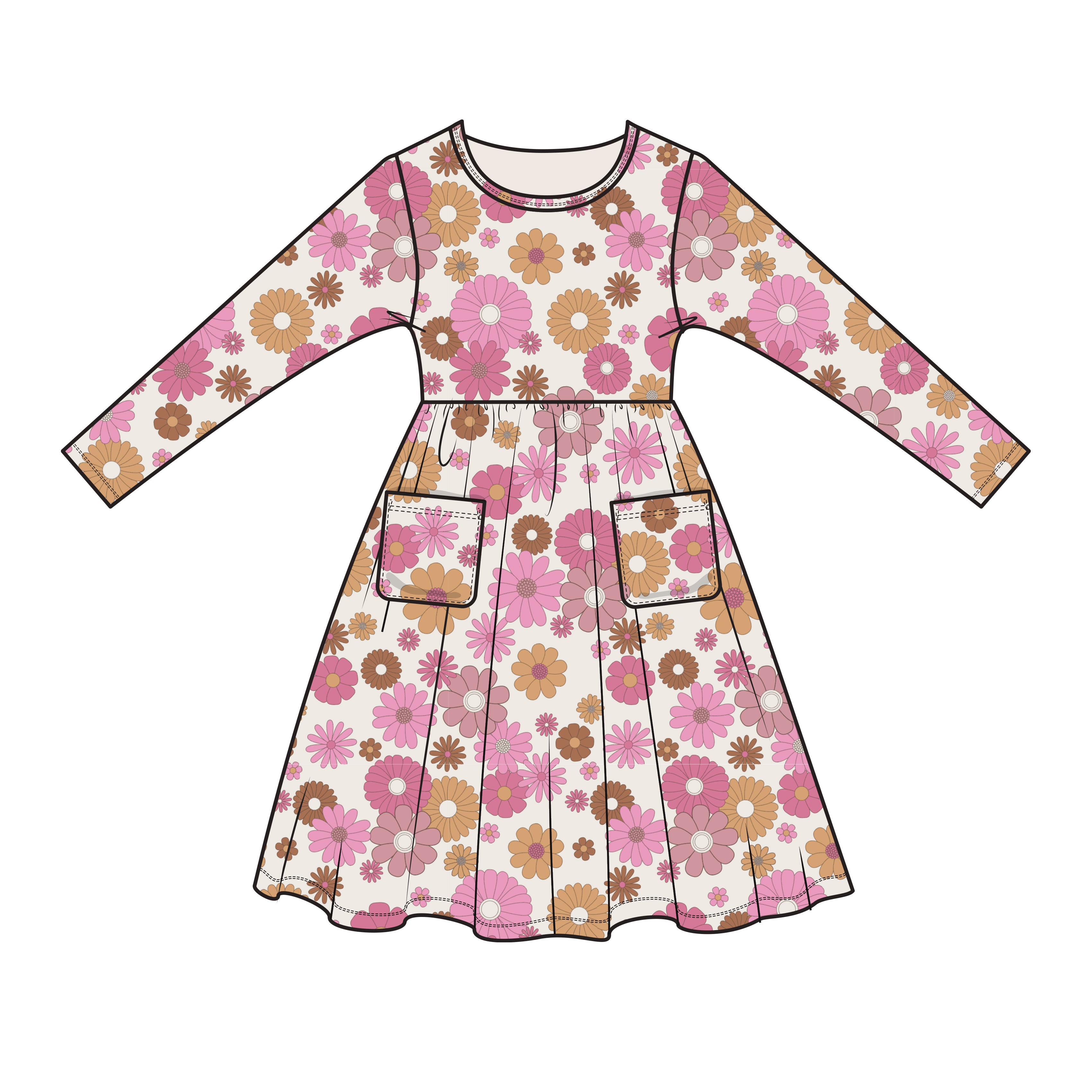 Angel Dear Retro Floral Twirly Dress