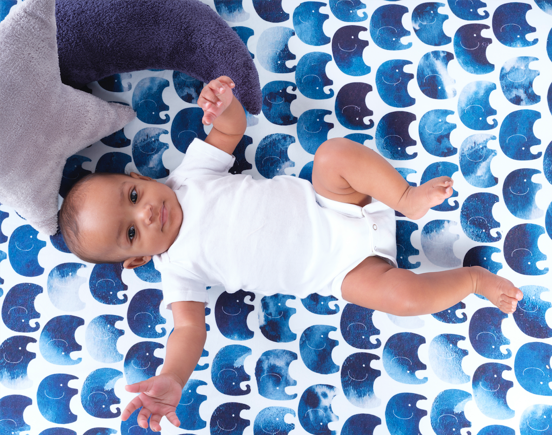 Oilo Elefant Jersey Crib Sheet Indigo