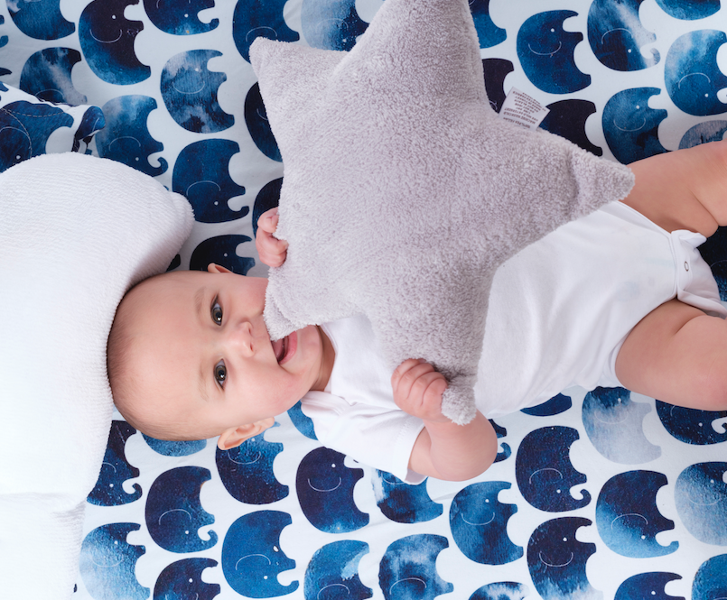 Oilo Elefant Jersey Crib Sheet Indigo