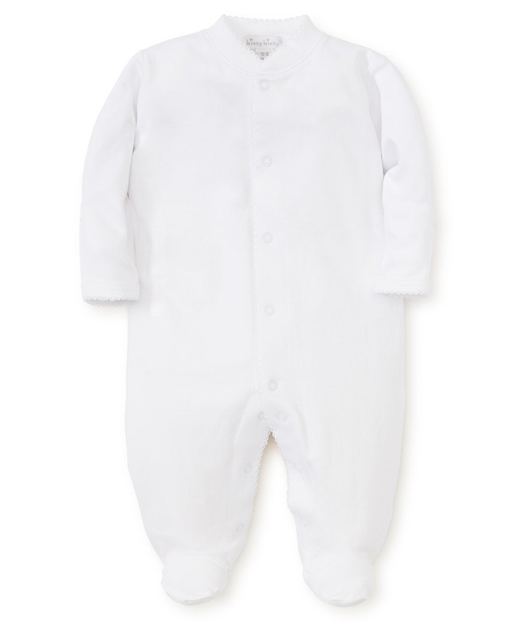 Kissy Kissy Footie-White w/White Trim